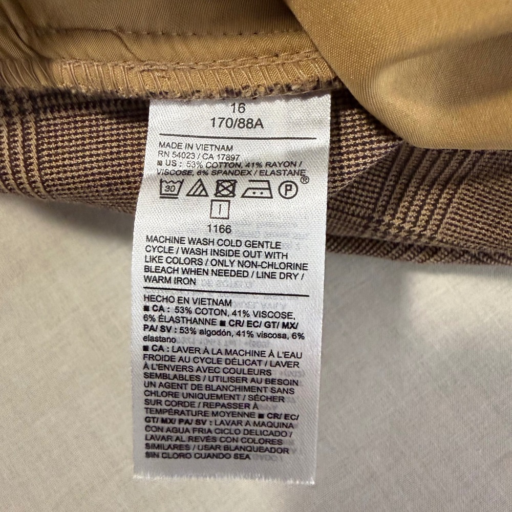 Old Navy Women's 16 Pixie Skinny Pants Brown Glen Plaid High Rise Stretch NEW - Picture 6 of 9